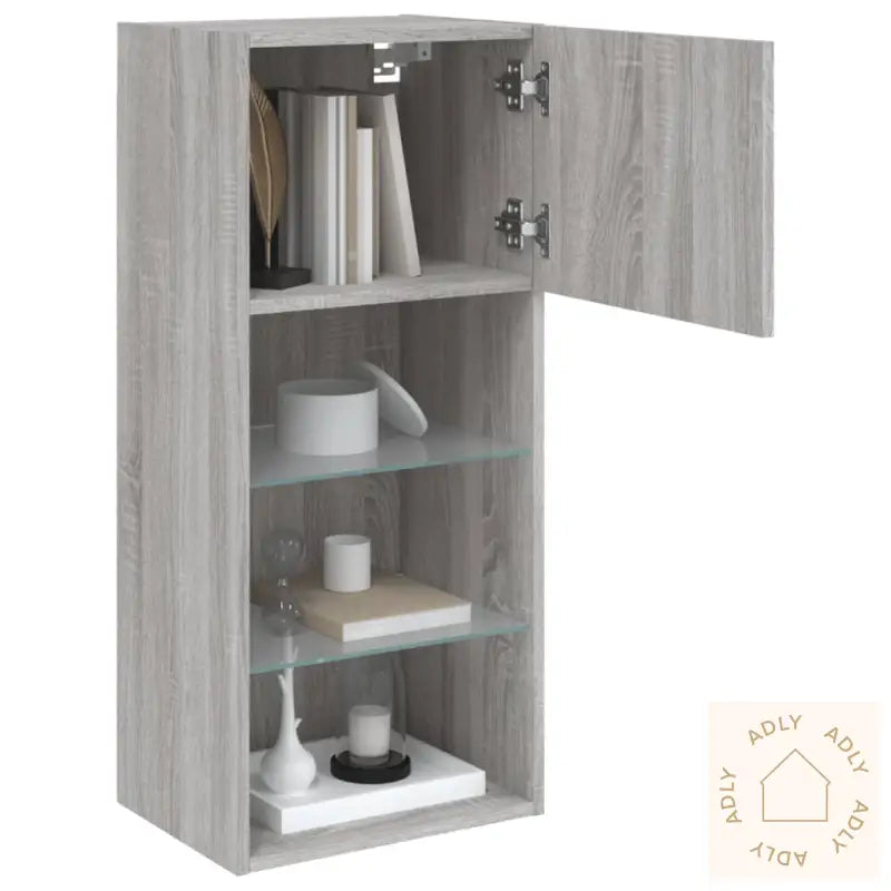 Tv-Benk Med Led-Lys Grå Sonoma 40,5X30X90 Cm