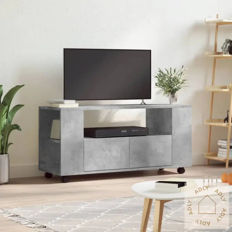 Tv-Benk Betonggrå 102X34,5X43 Cm Konstruert Tre