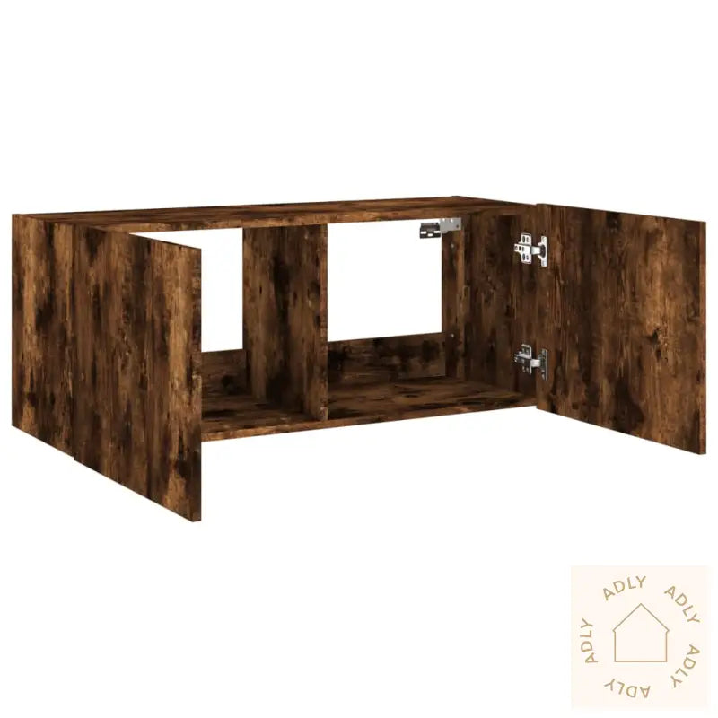 Vegghengt Tv-Benk Med Led Røkt Eik 100X35X41 Cm
