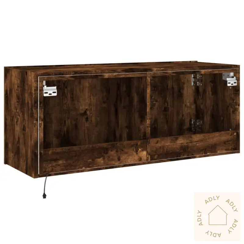 Vegghengt Tv-Benk Med Led Røkt Eik 100X35X41 Cm
