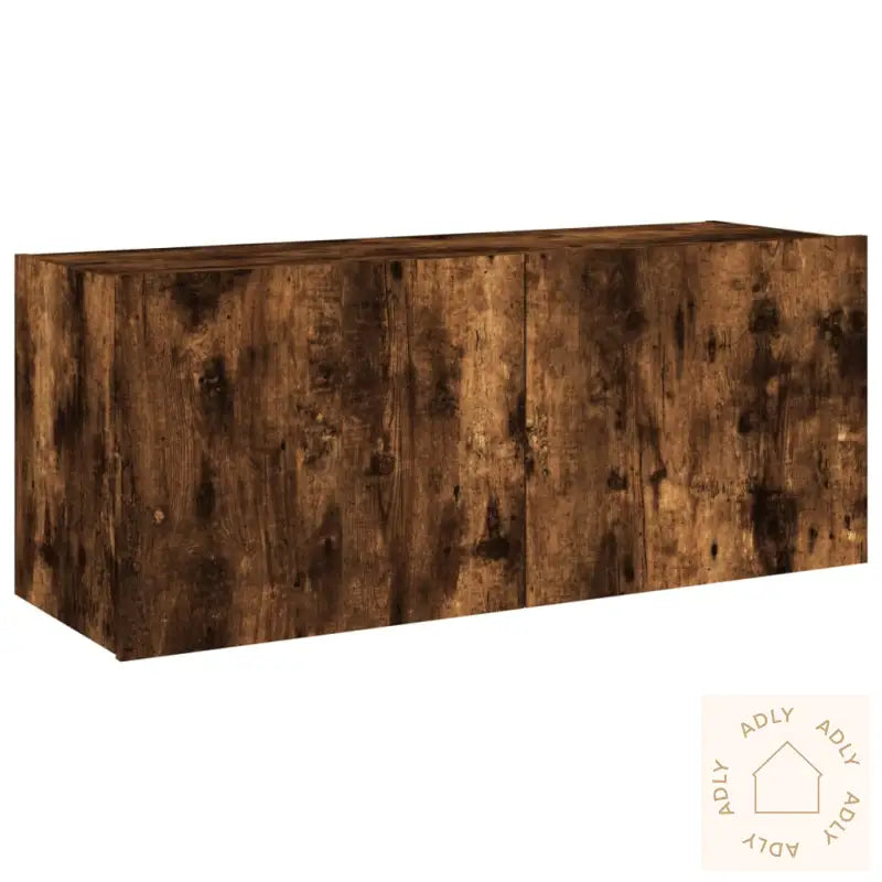 Vegghengt Tv-Benk Med Led Røkt Eik 100X35X41 Cm