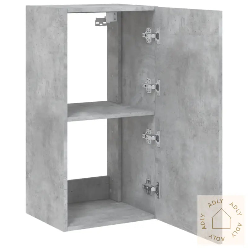 Vegghengt Tv-Benk Med Led-Lys Betonggrå 40,5X35X80 Cm