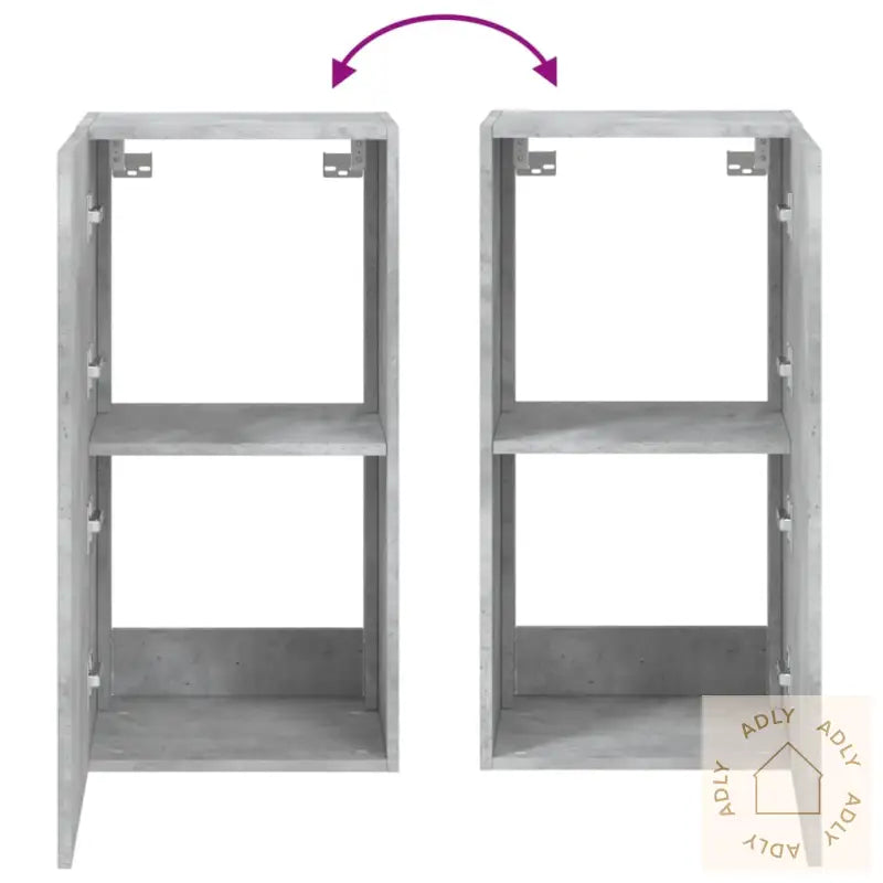 Vegghengt Tv-Benk Med Led-Lys Betonggrå 40,5X35X80 Cm