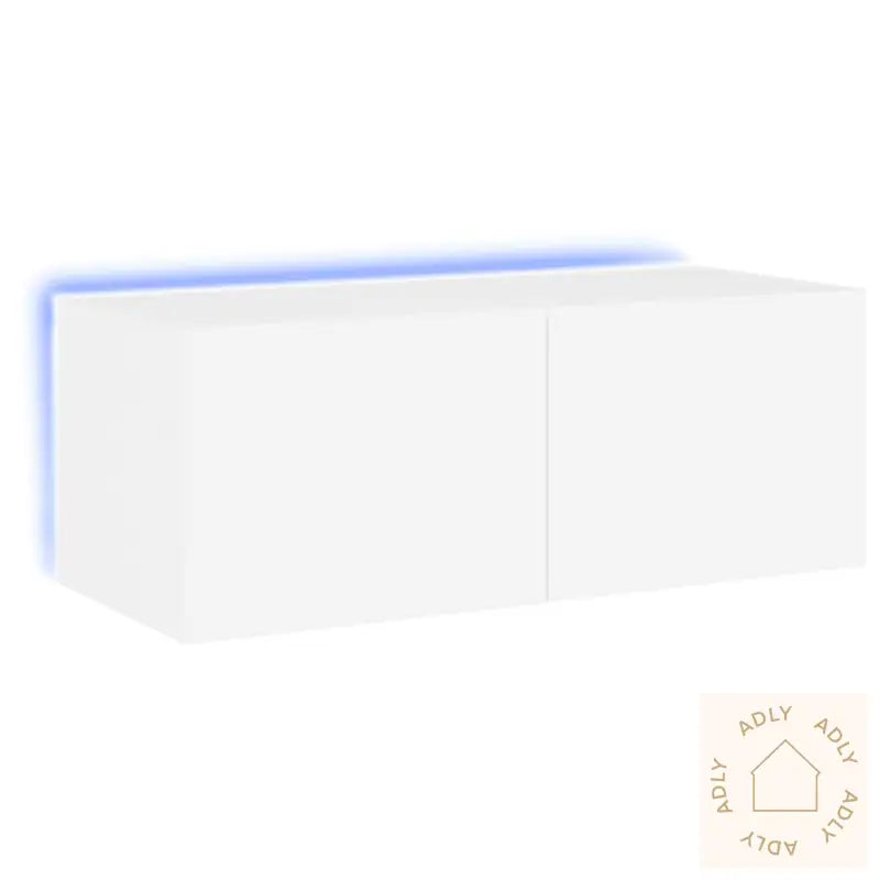 Vegghengt Tv-Benk Med Led Hvit 80X35X31 Cm