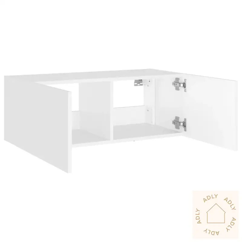 Vegghengt Tv-Benk Med Led Hvit 80X35X31 Cm