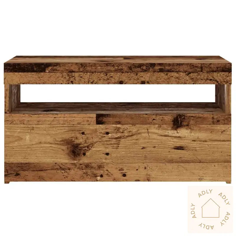 Tv-Benk Med Led-Lys 2 Stk Gammelt Tre Konstruert Tre