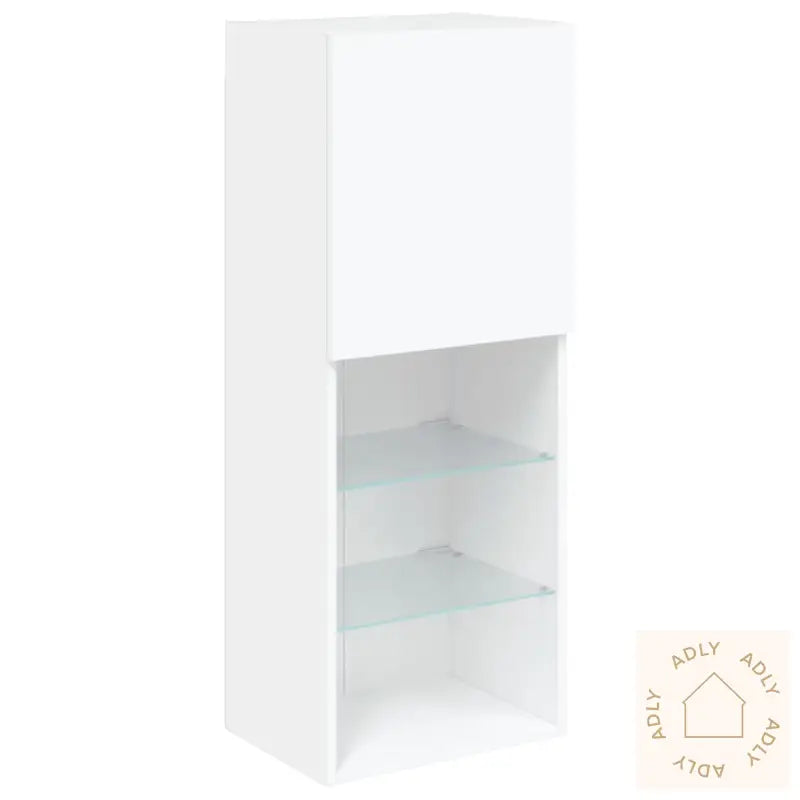 Vegghengte Tv-Enheter Med Led 4 Deler Hvit Konstruert Tre