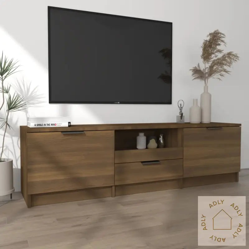 Tv-Benk Brun Eik 140X35X40 Cm Konstruert Tre