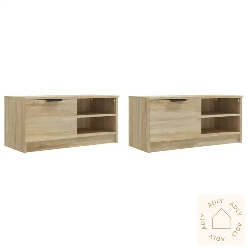 Tv-Benker 2 Stk Sonoma Eik 80X35X36,5 Cm Konstruert Tre