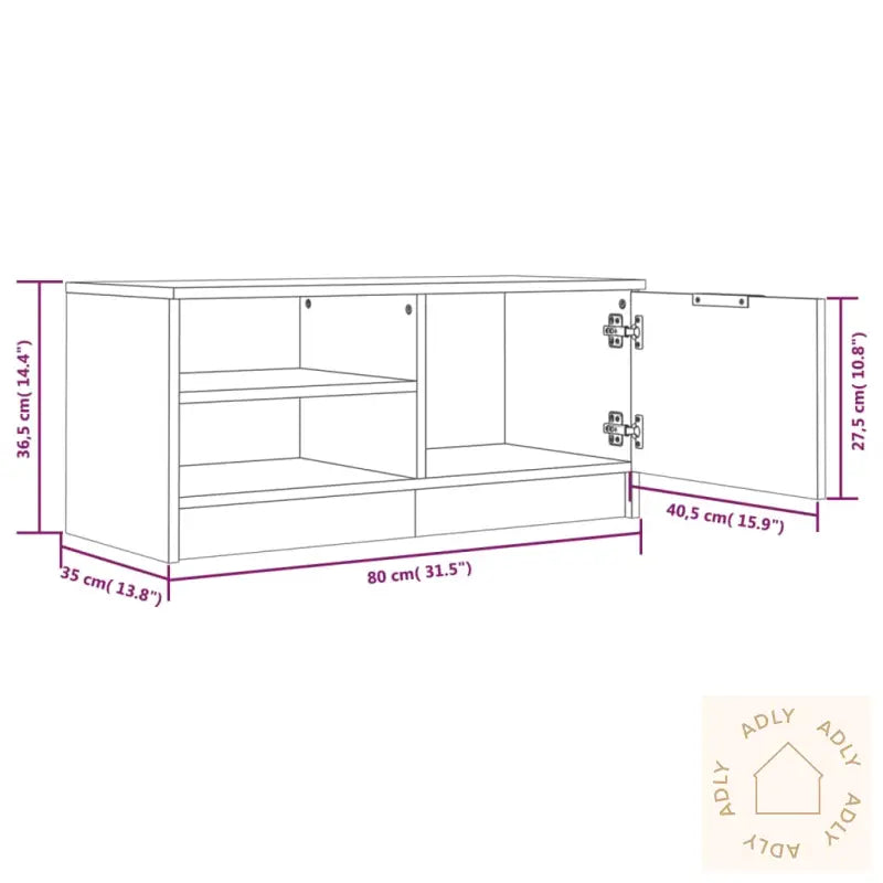 Tv-Benk Sonoma Eik 80X35X36,5 Cm Konstruert Tre