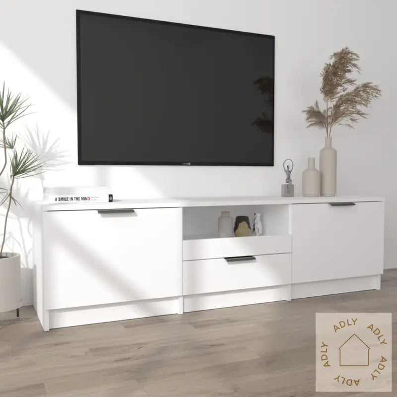 Tv-Benk Hvit 140X35X40 Cm Konstruert Tre