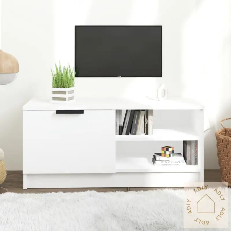 Tv-Benk Hvit 80X35X36,5 Cm Konstruert Tre