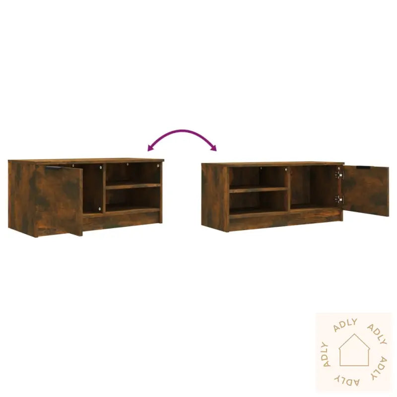 Tv-Benker 2 Stk Røkt Eik 80X35X36,5 Cm Konstruert Tre