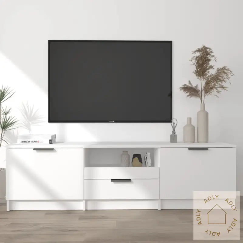 Tv-Benk Hvit 140X35X40 Cm Konstruert Tre