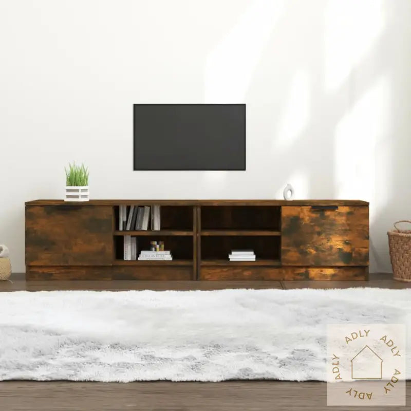 Tv-Benker 2 Stk Røkt Eik 80X35X36,5 Cm Konstruert Tre