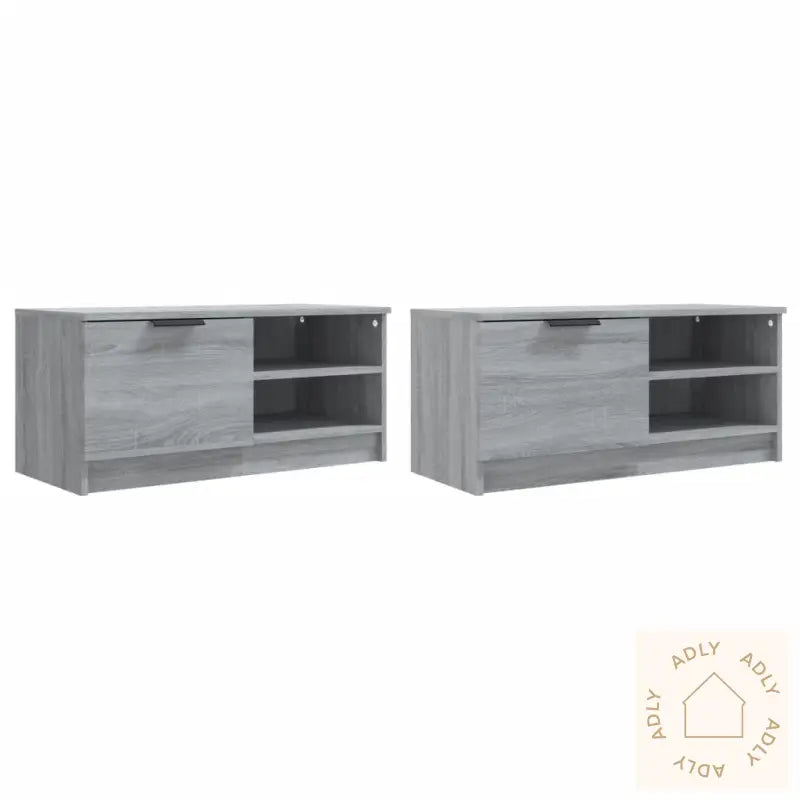 Tv-Benker 2 Stk Grå Sonoma 80X35X36,5 Cm Konstruert Tre
