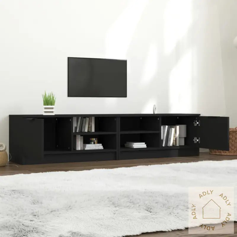 Tv-Benker 2 Stk Svart 80X35X36,5 Cm Konstruert Tre