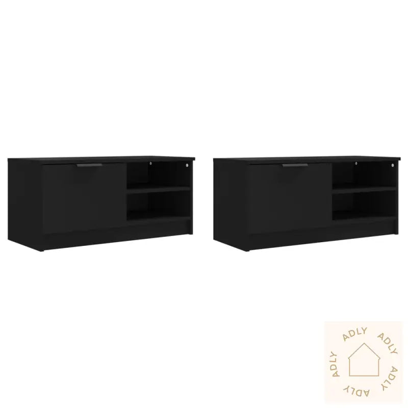 Tv-Benker 2 Stk Svart 80X35X36,5 Cm Konstruert Tre