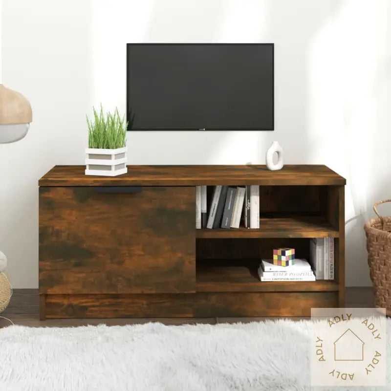 Tv-Benk Røkt Eik 80X35X36,5 Cm Konstruert Tre