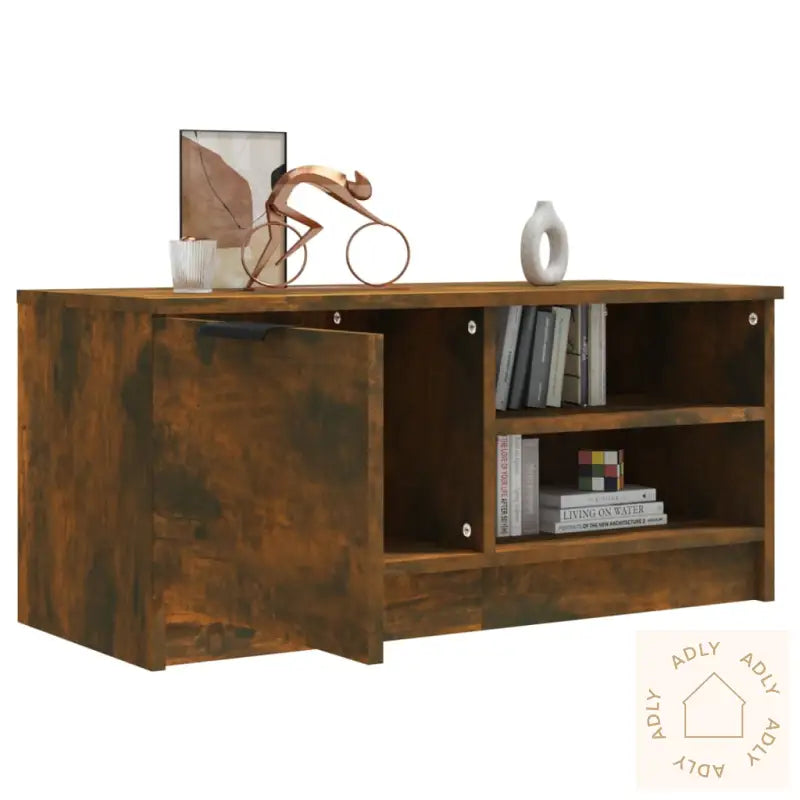 Tv-Benk Røkt Eik 80X35X36,5 Cm Konstruert Tre