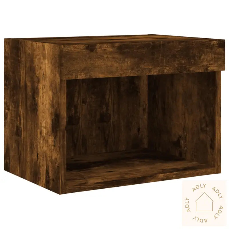 Vegghengte Tv-Enheter Med Led 7 Deler Røkt Eik Konstruert Tre