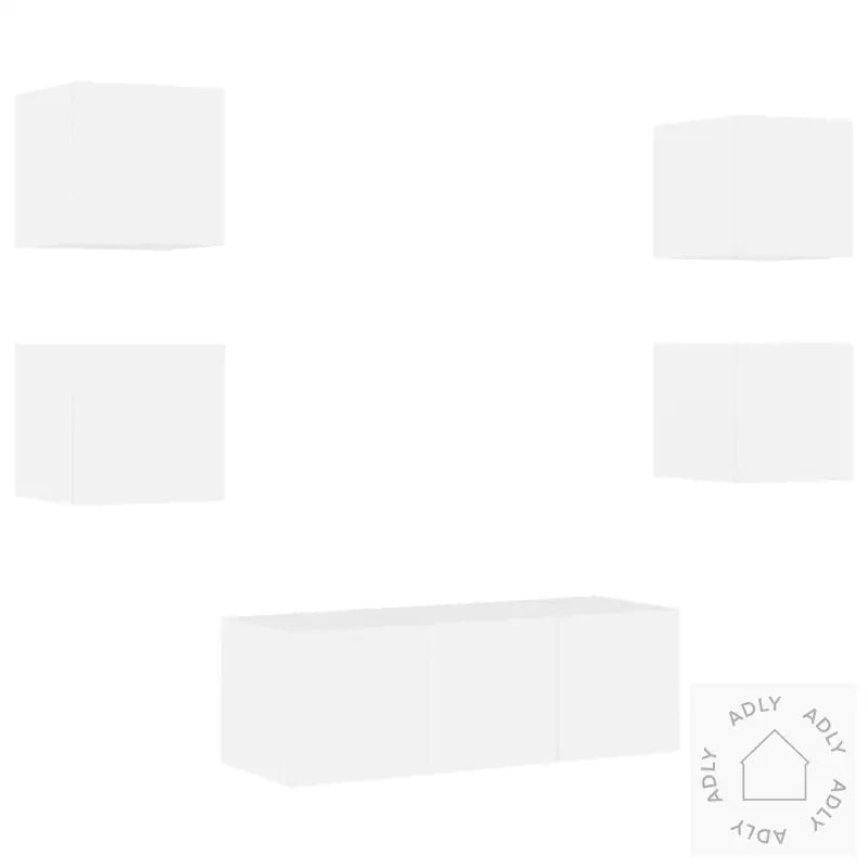 Vegghengte Tv-Enheter Med Led 6 Deler Hvit Konstruert Tre