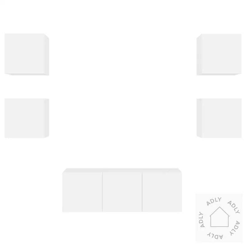 Vegghengte Tv-Enheter Med Led 6 Deler Hvit Konstruert Tre