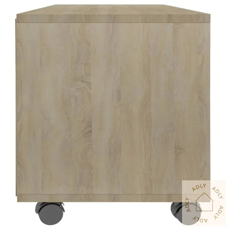 Tv-Benk Med Hjul Sonoma Eik 90X35X35 Cm Konstruert Tre