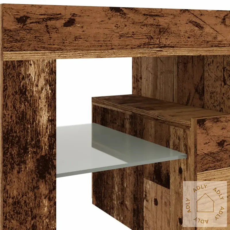 Tv-Benk Med Led-Lys Gammelt Tre 140X36,5X40 Cm Konstruert Tre