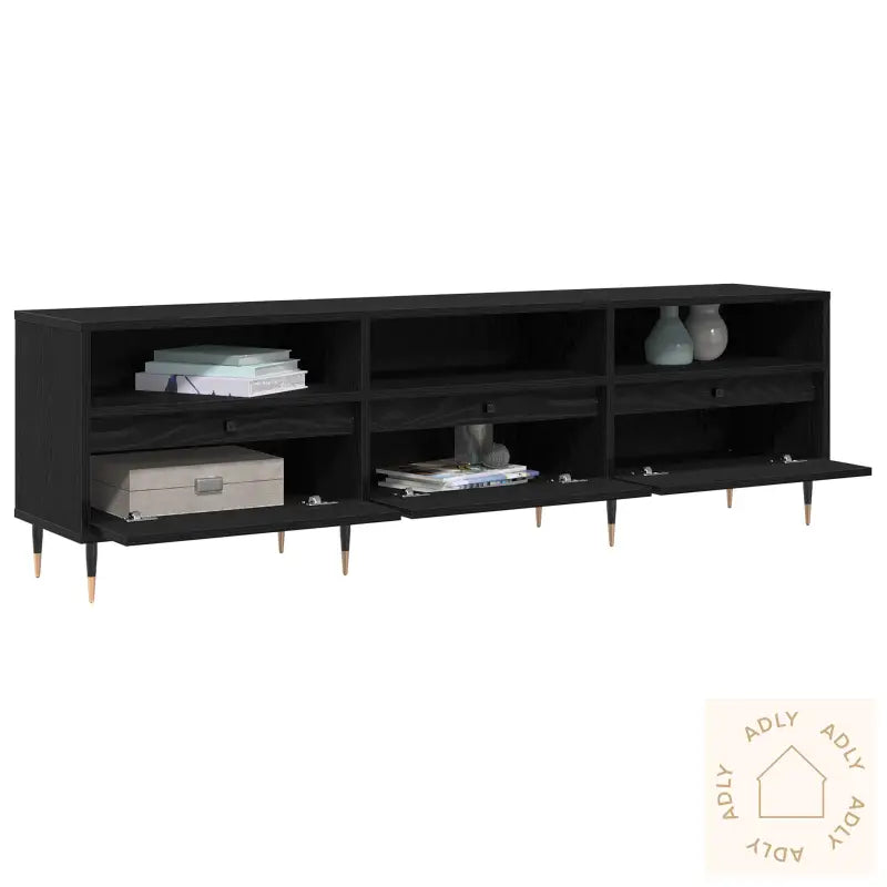 Tv-Stativ Svart Eik 150X30X44.5 Cm Konstruert Tre