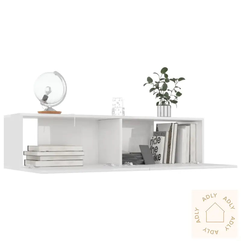 Tv-Benk Høyglans Hvit 120X30X30 Cm Konstruert Tre