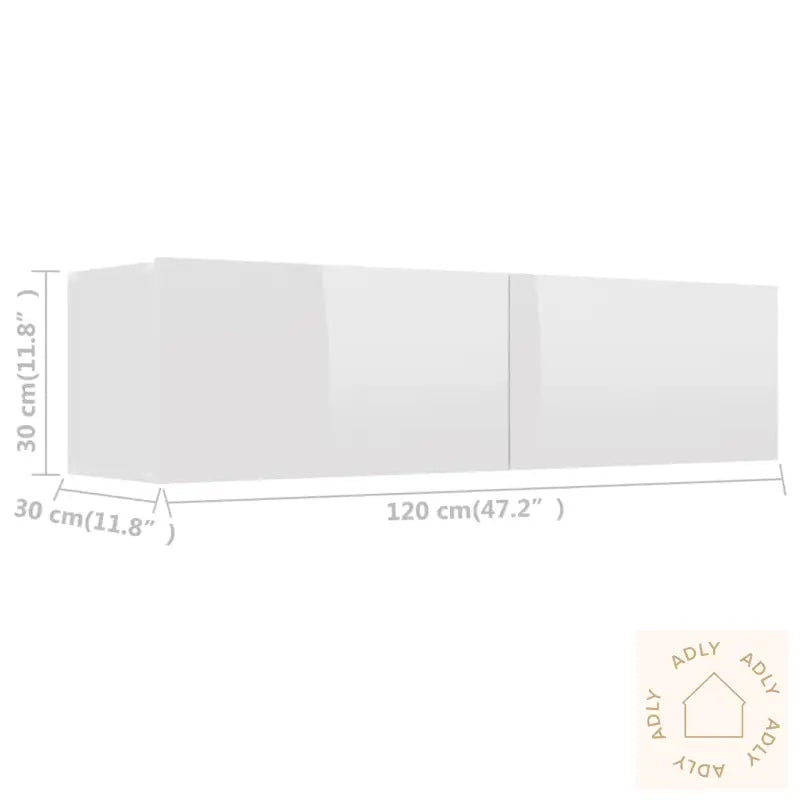 Tv-Benk Høyglans Hvit 120X30X30 Cm Konstruert Tre