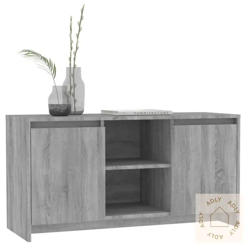 Tv-Benk Grå Sonoma Eik 102X37,5X52,5 Cm Konstruert Tre