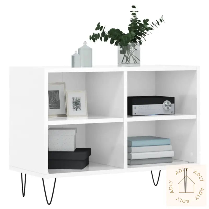 Tv-Benk Høyglans Hvit 69,5X30X50 Cm Konstruert Tre