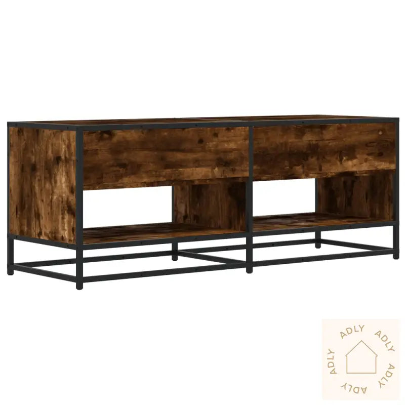 Tv-Benk Røkt Eik 120,5X40X46 Cm Konstruert Tre Og Metall