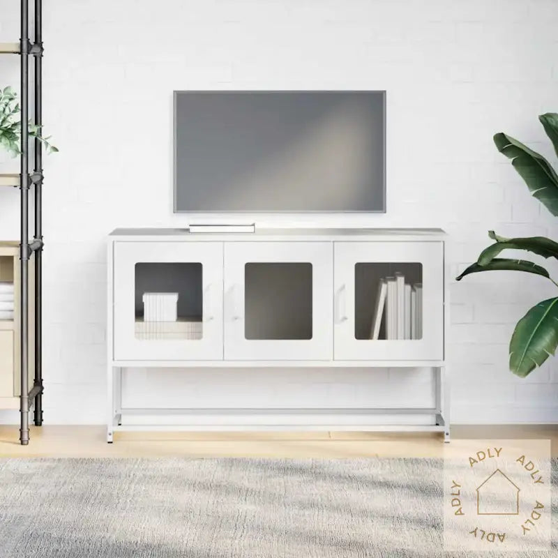 Tv-Skap Hvit 100,5X39X60,5 Cm Kaldvalset Stål