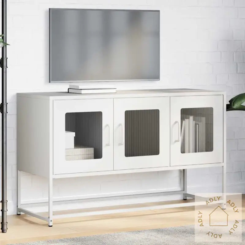 Tv-Skap Hvit 100,5X39X60,5 Cm Kaldvalset Stål