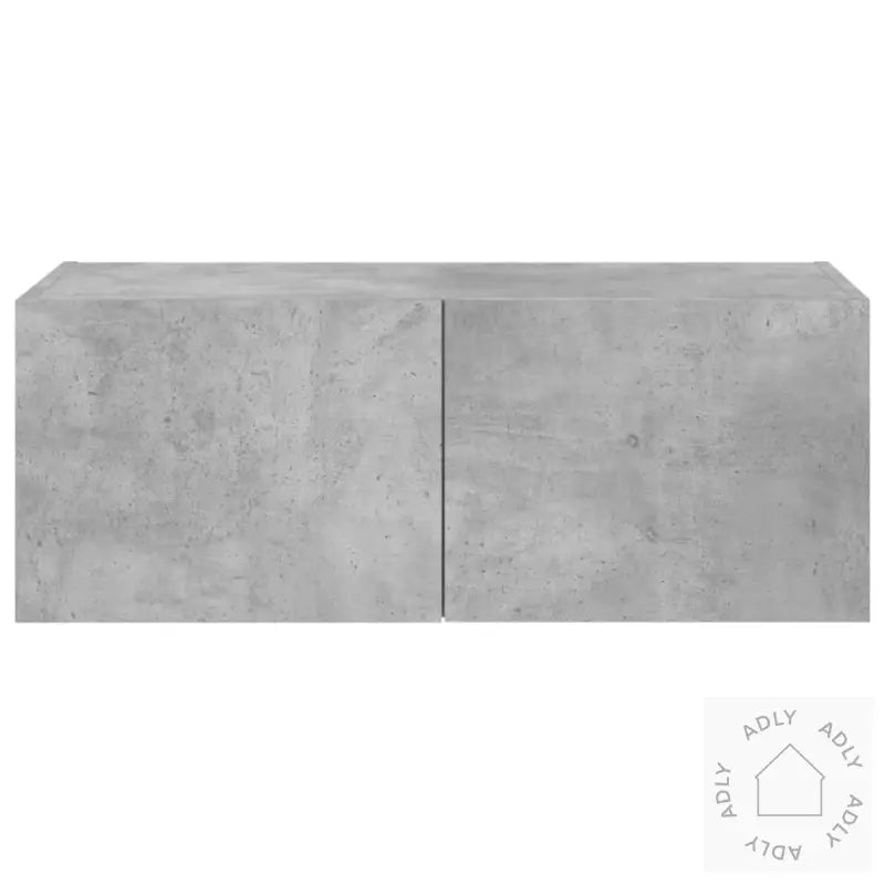 Vegghengt Tv-Benk Med Led-Lys Betonggrå 80X35X31 Cm