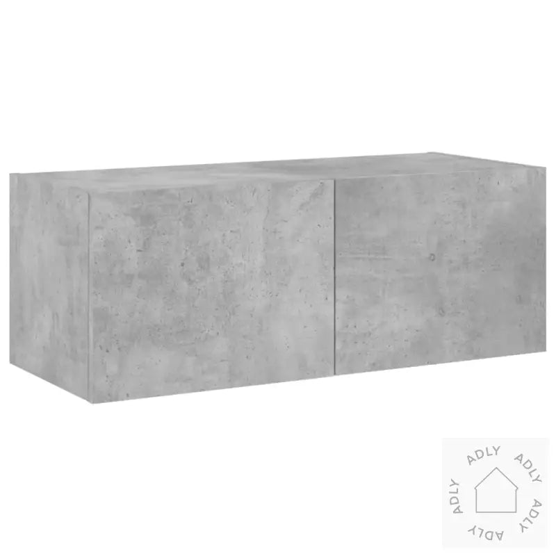 Vegghengt Tv-Benk Med Led-Lys Betonggrå 80X35X31 Cm