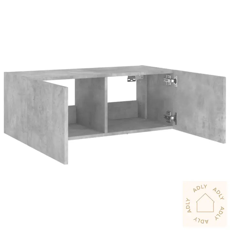 Vegghengt Tv-Benk Med Led-Lys Betonggrå 80X35X31 Cm