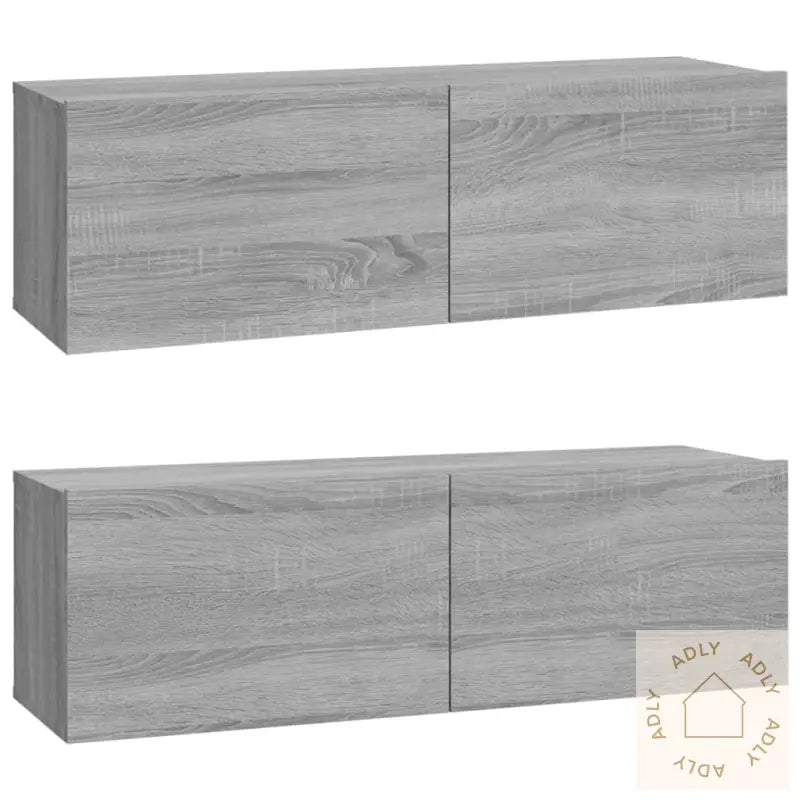 Tv-Skapsett 4 Deler Grå Sonoma Konstruert Tre