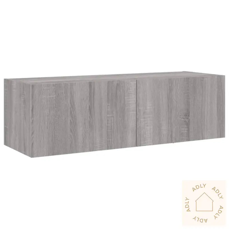 Vegghengt Tv-Benk Med Led Grå Sonoma 100X35X31 Cm