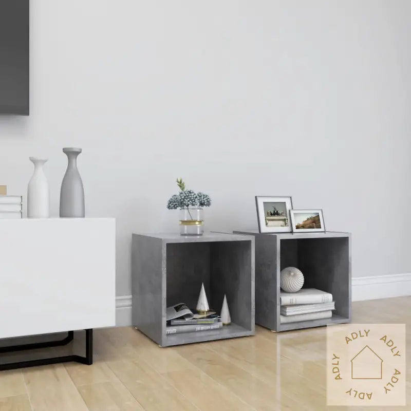 Tv-Benker 2 Stk Betonggrå 37X35X37 Cm Konstruert Tre