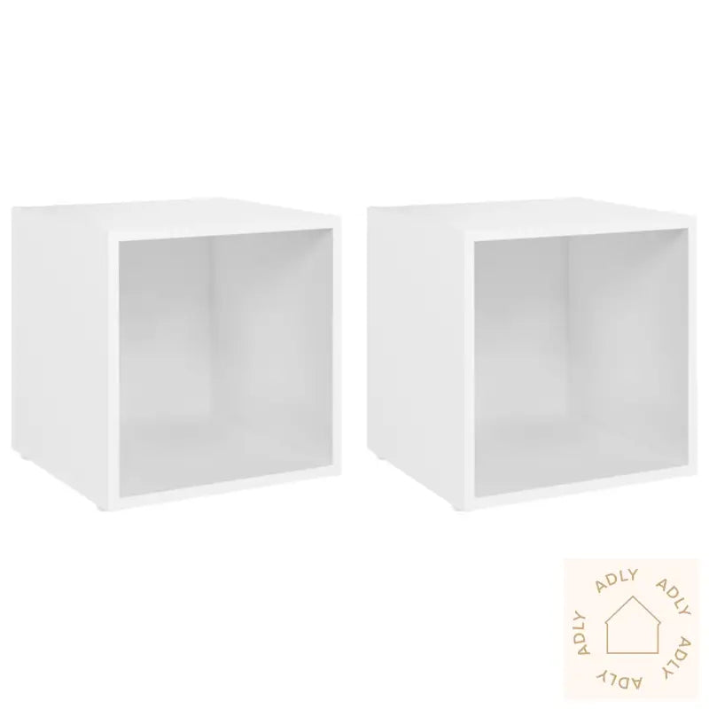Tv-Benker 2 Stk Hvit 37X35X37 Cm Konstruert Tre