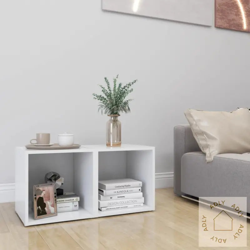 Tv-Benker 2 Stk Hvit 37X35X37 Cm Konstruert Tre
