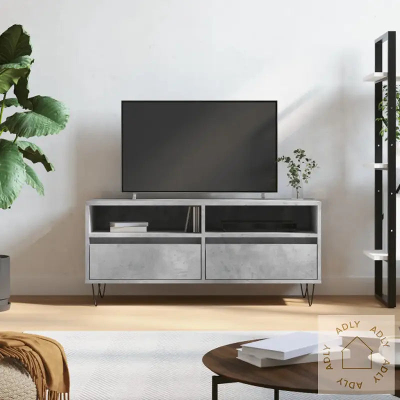 Tv-Benk Betonggrå 100X34,5X44,5 Cm Konstruert Tre