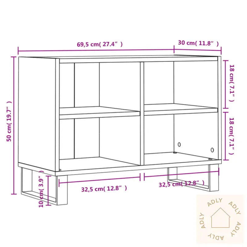Tv-Benk Røkt Eik 69,5X30X50 Cm Konstruert Tre