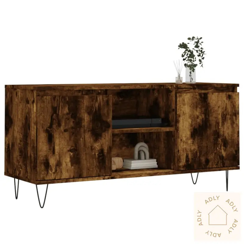 Tv-Benk Røkt Eik 104X35X50 Cm Konstruert Tre