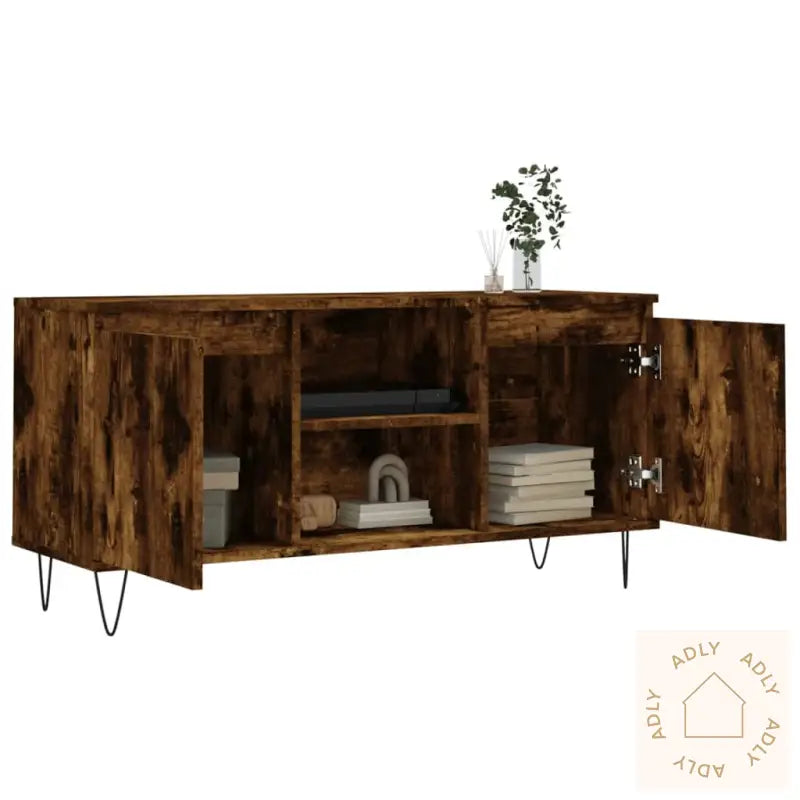 Tv-Benk Røkt Eik 104X35X50 Cm Konstruert Tre