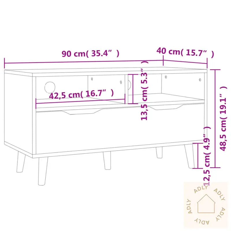 Tv-Benk Betonggrå 90X40X48,5 Cm Konstruert Tre